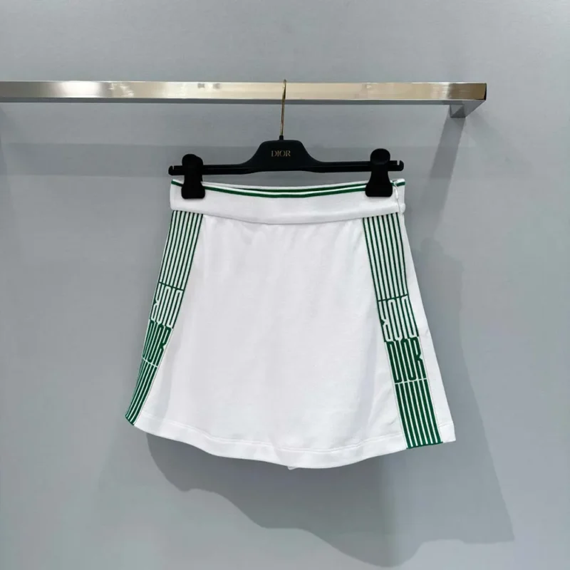 Dior Women Vibe Skort White Cotton Jersey with Pine Green Dior Graphique Motif