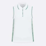 Dior Women Vibe Sleeveless Polo Shirt White Cotton Jersey with Pine Green Dior Graphique Motif