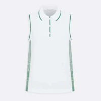 Dior Women Vibe Sleeveless Polo Shirt White Cotton Jersey with Pine Green Dior Graphique Motif (1)