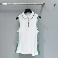 Dior Women Vibe Sleeveless Polo Shirt White Cotton Jersey with Pine Green Dior Graphique Motif (1)