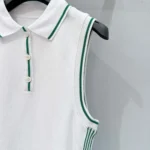 Dior Women Vibe Sleeveless Polo Shirt White Cotton Jersey with Pine Green Dior Graphique Motif