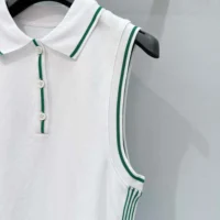 Dior Women Vibe Sleeveless Polo Shirt White Cotton Jersey with Pine Green Dior Graphique Motif (1)