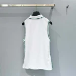 Dior Women Vibe Sleeveless Polo Shirt White Cotton Jersey with Pine Green Dior Graphique Motif