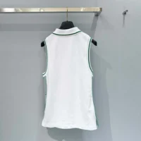 Dior Women Vibe Sleeveless Polo Shirt White Cotton Jersey with Pine Green Dior Graphique Motif (1)