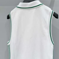 Dior Women Vibe Sleeveless Polo Shirt White Cotton Jersey with Pine Green Dior Graphique Motif (1)
