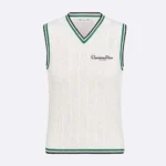 Dior Women Vibe Sweater Vest Ecru, Black and Pine Green Cotton and Silk Cable Knit