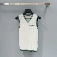 Dior Women Vibe Sweater Vest Ecru, Black and Pine Green Cotton and Silk Cable Knit (1)