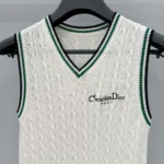 Dior Women Vibe Sweater Vest Ecru, Black and Pine Green Cotton and Silk Cable Knit