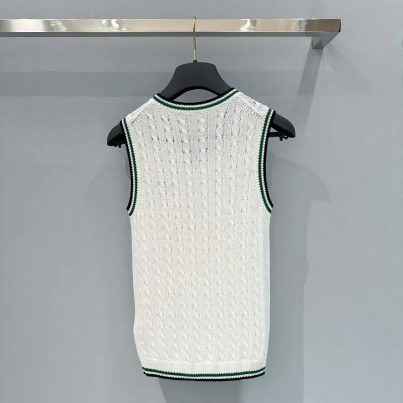 Dior Women Vibe Sweater Vest Ecru, Black and Pine Green Cotton and Silk Cable Knit