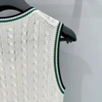 Dior Women Vibe Sweater Vest Ecru, Black and Pine Green Cotton and Silk Cable Knit (1)