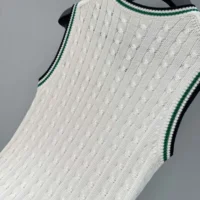 Dior Women Vibe Sweater Vest Ecru, Black and Pine Green Cotton and Silk Cable Knit (1)