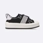 Dior Women Walk’n’Dior Platform Sneaker Black and White Fringed Cotton Canvas