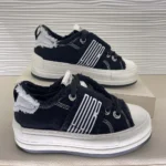 Dior Women Walk’n’Dior Platform Sneaker Black and White Fringed Cotton Canvas