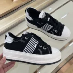 Dior Women Walk’n’Dior Platform Sneaker Black and White Fringed Cotton Canvas