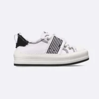 Dior Women Walk’n’Dior Platform Sneaker White and Black Fringed Cotton Canvas (1)