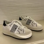 Dior Women Walk’n’Dior Platform Sneaker White and Black Fringed Cotton Canvas