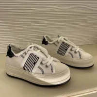 Dior Women Walk’n’Dior Platform Sneaker White and Black Fringed Cotton Canvas (1)