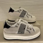 Dior Women Walk’n’Dior Platform Sneaker White and Black Fringed Cotton Canvas