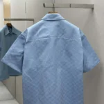 Gucci Men Oversize GG Cotton Shirt Light Blue GG Cotton Jacquard