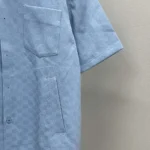 Gucci Men Oversize GG Cotton Shirt Light Blue GG Cotton Jacquard