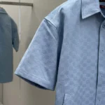 Gucci Men Oversize GG Cotton Shirt Light Blue GG Cotton Jacquard