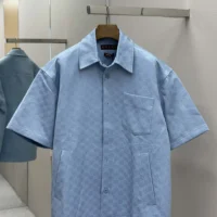 Gucci Men Oversize GG Cotton Shirt Light Blue GG Cotton Jacquard (1)
