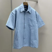 Gucci Men Oversize GG Cotton Shirt Light Blue GG Cotton Jacquard (1)