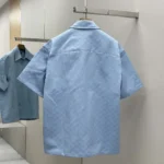 Gucci Men Oversize GG Cotton Shirt Light Blue GG Cotton Jacquard