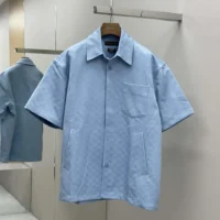 Gucci Men Oversize GG Cotton Shirt Light Blue GG Cotton Jacquard (1)