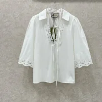 Gucci Women Cotton Poplin Shirt with Embroidery 826591 (1)