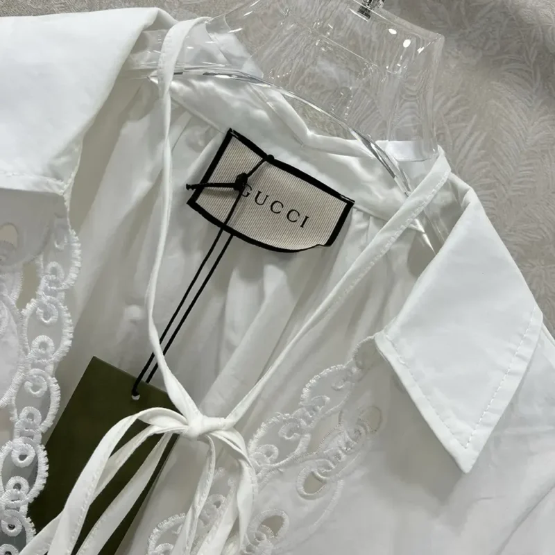 Gucci Women Cotton Poplin Shirt with Embroidery 826591