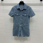 Gucci Women GG Denim Jacquard Jumpsuit 828549 XDDB2