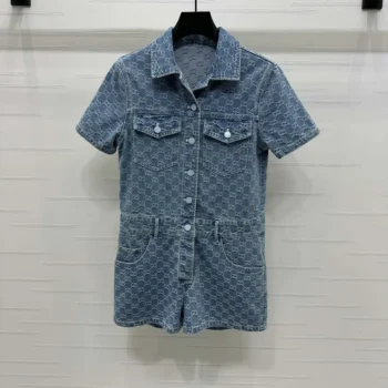 Gucci Women GG Denim Jacquard Jumpsuit 828549 XDDB2