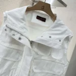 Gucci Women Light Cotton Canvas Gilet with Embroidery 826617 Z8B1S