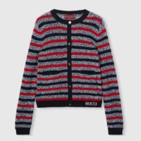 Gucci Damen gestreifte Baumwoll-Strickjacke mit Intarsien 835983