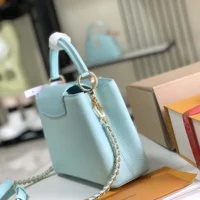Louis Vuitton LV Women Capucines BB Handbag Blue Taurillon Leather Shimmery (1)