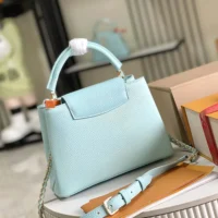 Louis Vuitton LV Women Capucines BB Handbag Blue Taurillon Leather Shimmery (1)