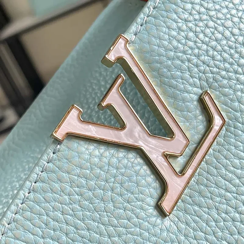 Louis Vuitton LV Women Capucines BB Handbag Blue Taurillon Leather Shimmery