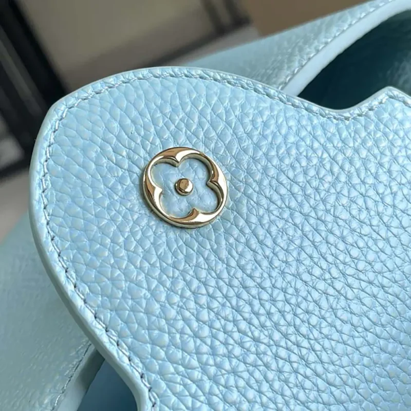 Louis Vuitton LV Women Capucines BB Handbag Blue Taurillon Leather Shimmery
