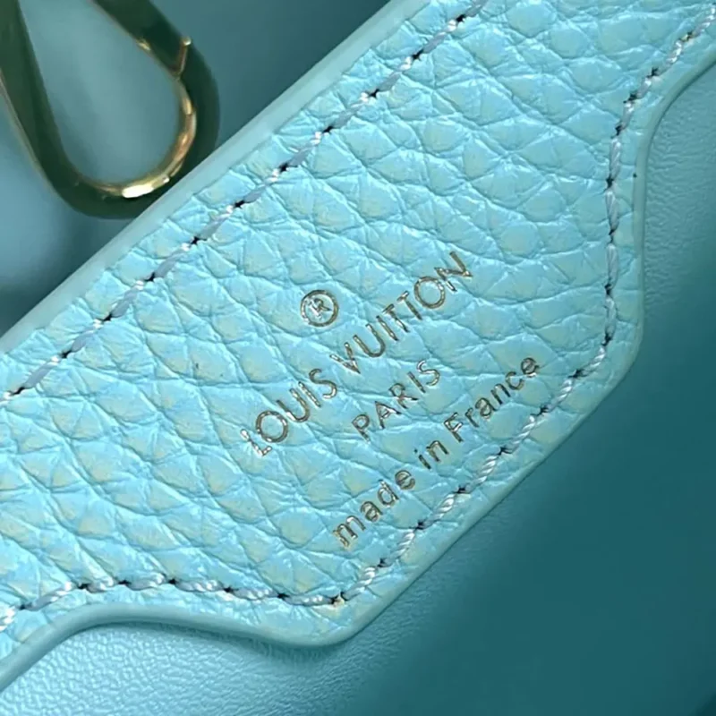 Louis Vuitton LV Women Capucines BB Handbag Blue Taurillon Leather Shimmery