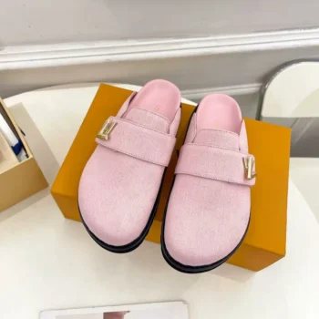 Louis Vuitton Unisex LV Cosy Flat Comfort Clog Pink Monogram Wool Anatomic Footbed