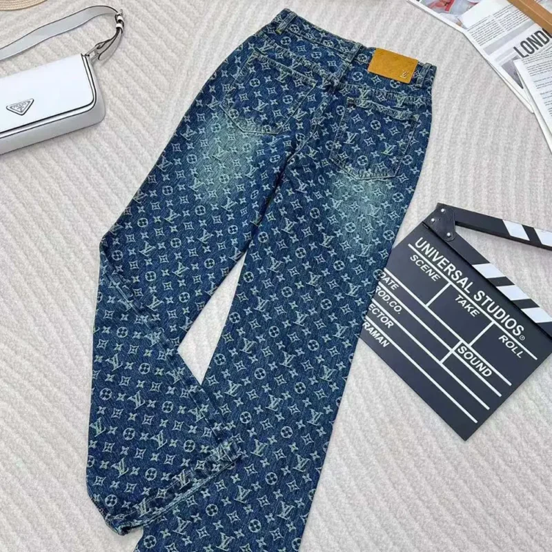 Louis Vuitton Women Monogram Flared Jeans in Washed Denim