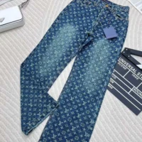 Louis Vuitton Women Monogram Flared Jeans in Washed Denim (1)