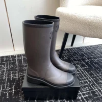 Chanel Women CC Monogram Bicolor Rain Boots-Dark Brown (1)