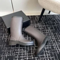 Chanel Women CC Monogram Bicolor Rain Boots-Dark Brown (1)