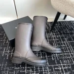 Chanel Women CC Monogram Bicolor Rain Boots-Dark Brown