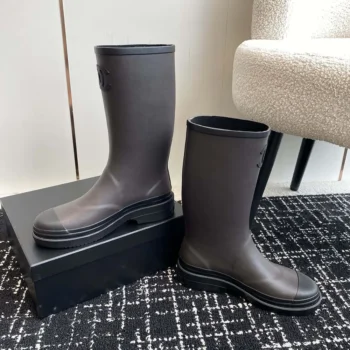 Chanel Women CC Monogram Bicolor Rain Boots-Dark Brown