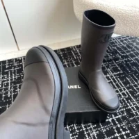 Chanel Women CC Monogram Bicolor Rain Boots-Dark Brown (1)