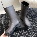 Chanel Women CC Monogram Bicolor Rain Boots-Dark Brown