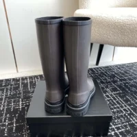 Chanel Women CC Monogram Bicolor Rain Boots-Dark Brown (1)
